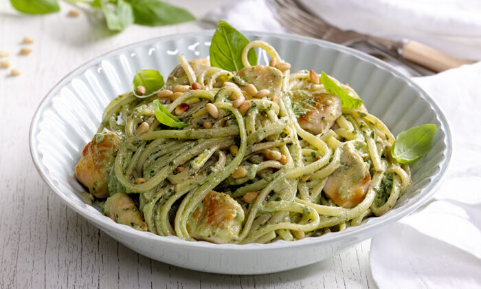 Linguine poulet & pesto.