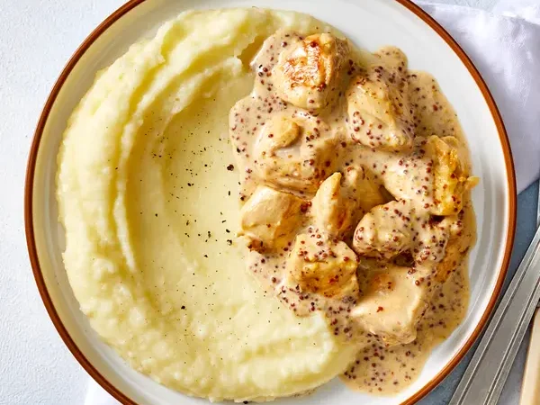 Poulet au Roquefort et Purée.